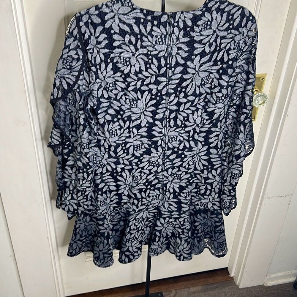 Keepsake The Label Dresses Engage Navy Blue Lace Long Sleeve Dress Large - Picture 8 of 10